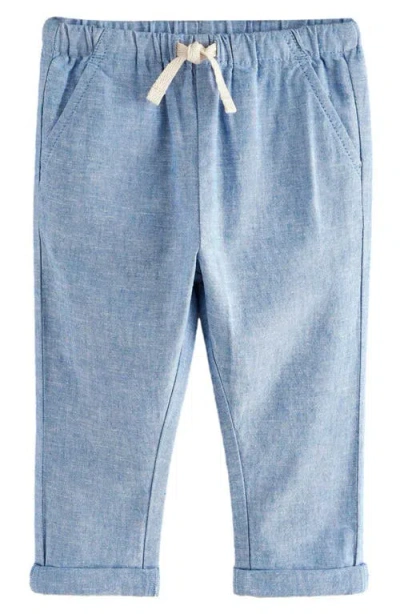 Next Kids' Linen & Cotton Chambray Drawstring Pants In Blue
