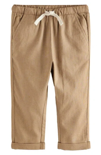 Next Kids' Linen & Cotton Drawstring Pants In Brown