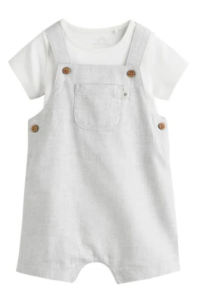 Next Babies'  Kids' Linen Blend Dungaree & Bodysuit Set In White
