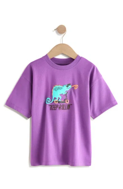 Next Kids' Lizard Cotton Graphic T-shirt In Purple