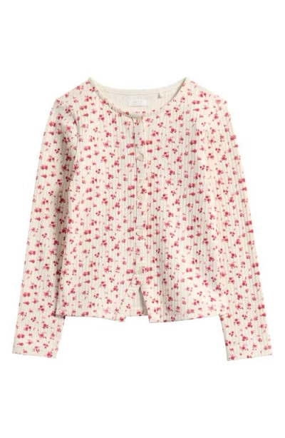Next Kids' Long Sleeve Floral Cardigan In Neutral