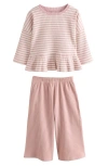 Next Kids' Long Sleeve Top & Wide Leggings In Pink