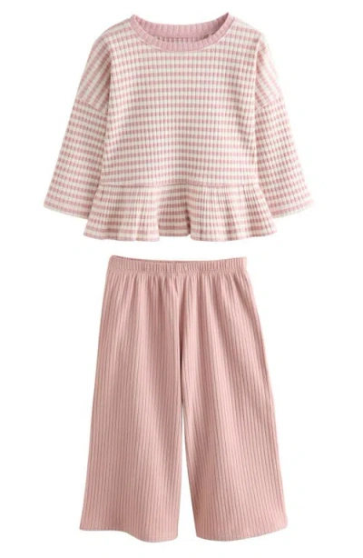 Next Kids' Long Sleeve Top & Wide Leggings In Pink
