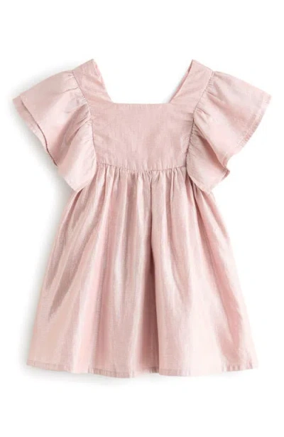 Next Kids' Metallic Flutter Sleeve Party Dress In Pink