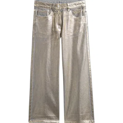 Next Kids' Metallic Wide Leg Jeans In Gold