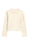 Next Kids' Mock Neck Rib Cotton Crop Top In Grey