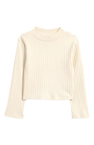 Next Kids' Mock Neck Rib Cotton Crop Top In Grey