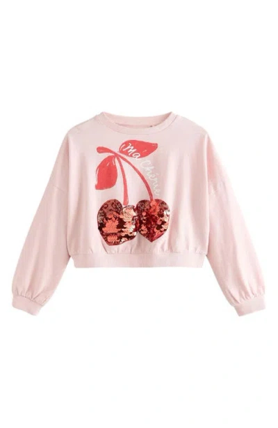 Next Kids' Mon Cherie Sequin Embellished Cotton Graphic Sweatshirt In Pink