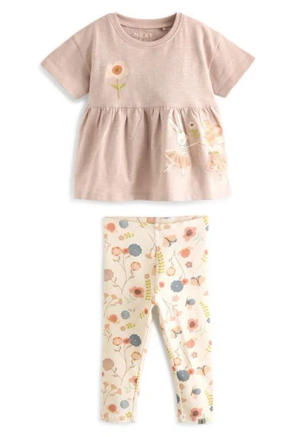 Next Kids' Mouse Ballet Cotton T-shirt & Leggings Set In Pink