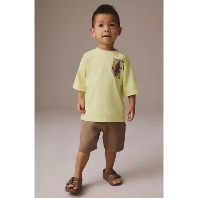 Next Kids' Neon Surf Cotton Graphic T-shirt & Sweat Shorts Set In Green