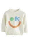 Next Kids' Ok Smile Crewneck Sweater In Neutral