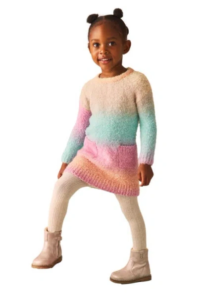 Next Kids' Ombré Stripe Bouclé Long Sleeve Sweater Dress In Pink