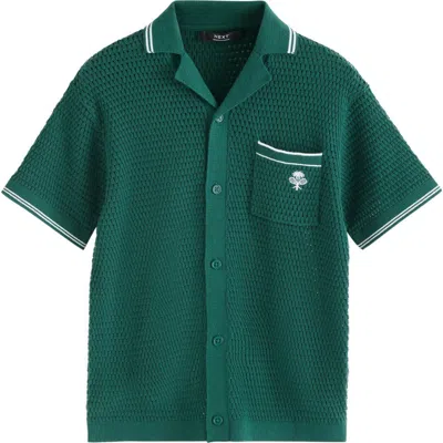 Next Kids' Open Stitch Cotton Graphic Polo Sweater In Green
