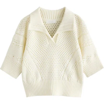 Next Kids' Open Stitch Cotton Johnny Collar Sweater