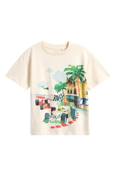 Next Kids' Oversize Artistic Racing Car Cotton Graphic T-shirt In Neutral