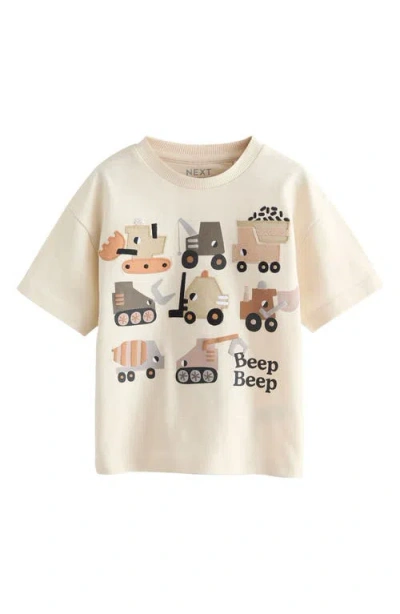 Next Kids' Oversize Beep Beep Digger Embroidered Cotton Graphic T-shirt In White