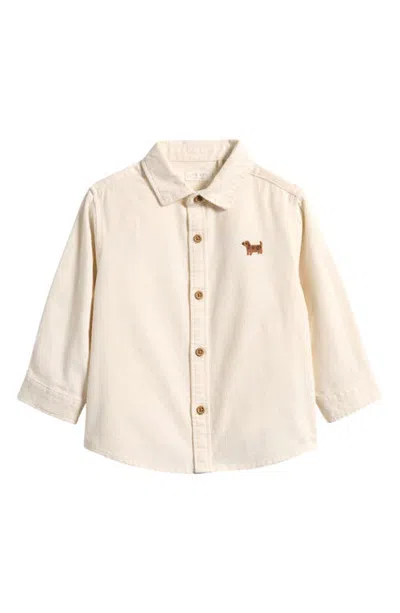 Next Kids' Oxford Button-up Shirt In Neutral