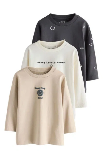 Next Babies'  Kids' Pack Of 3 Assorted Long Sleeve Slogan T-shirts In Multi