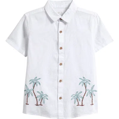 Next Kids' Palm Embroidered Linen & Cotton Button-up Shirt