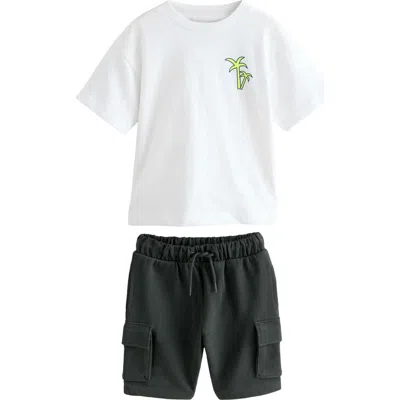 Next Kids' Palm Graphic T-shirt & Drawstring Cargo Shorts Set