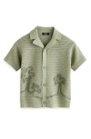 Next Kids' Palm Tree Embroidered Open Stitch Cotton Polo Sweater In Green