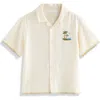 Next Kids' Palm Tree Short Sleeve Graphic Button-up Shirt In Nude