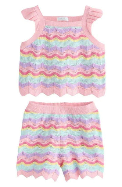 Next Babies'  Kids' Pastel Stripe Tank & Shorts Set In Animal Print