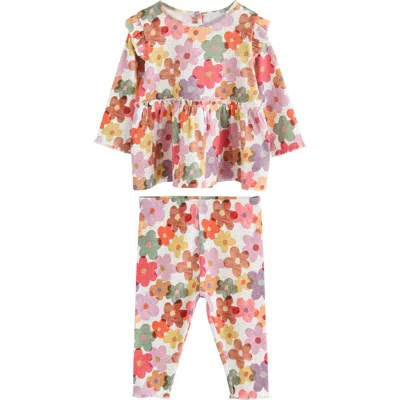 Next Babies'  Kids' Peplum Rib Top & Leggings Set In Multi