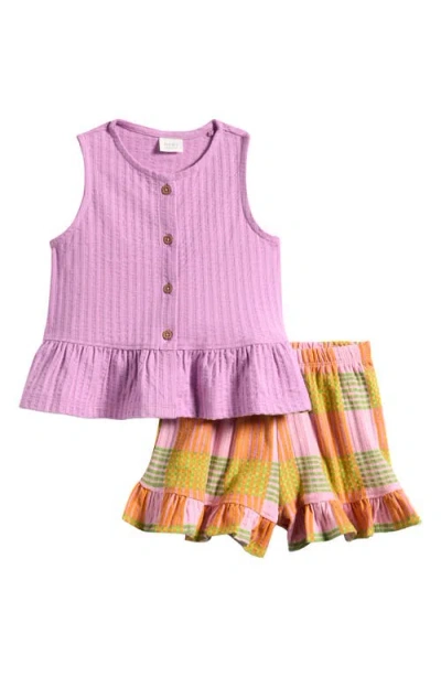 Next Babies'  Kids' Peplum Tank & Shorts Set In Purple