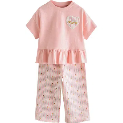 Next Babies'  Kids' Peplum Top & Seersucker Pants Set In Pink