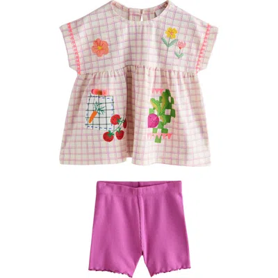 Next Kids' Peplum T-shirt & Bike Shorts Set In Multi