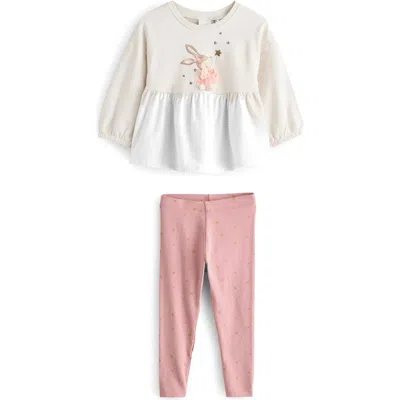 Next Kids' Peplum Tunic & Leggings Set In Pink