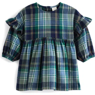 Next Kids' Plaid Cotton Dress In Blue