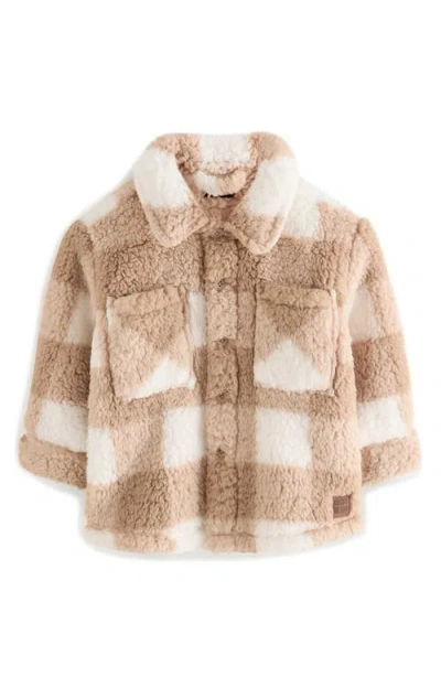 Next Kids' Plaid Faux Shearling Jacket In Brown