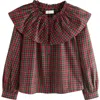 Next Kids' Plaid Platter Collar Cotton Button-up Shirt In Red