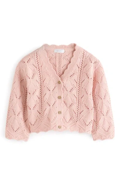 Next Kids' Pointelle Cotton Cardigan In Pink