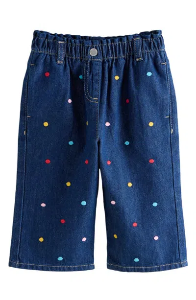 Next Kids' Polka Dot High Waist Wide Leg Jeans In Blue