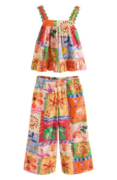 Next Kids' Postcard Print Tank & Wide Leg Pants Set In Multi