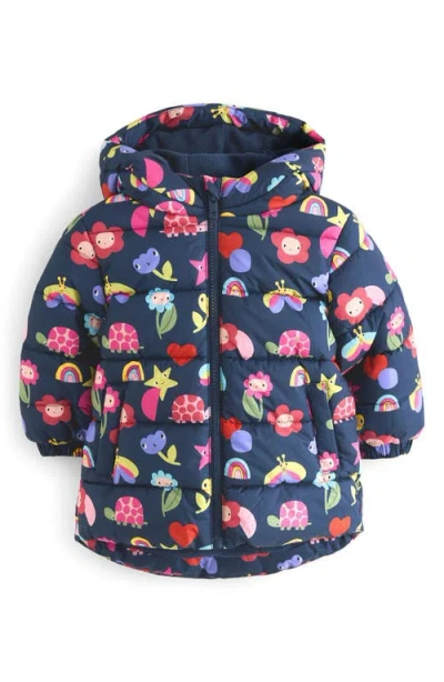 Next Kids' Print Hooded Puffer Jacket In Blue