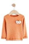 Next Kids' Pumpkin Appliqué Rib Long Sleeve Top In Multi