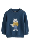 Next Kids' Raccoon Appliqué Sweater In Blue