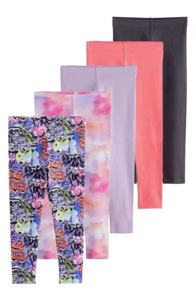 Next Kids' Rainbow 5-pack Assorted Leggings In Pink