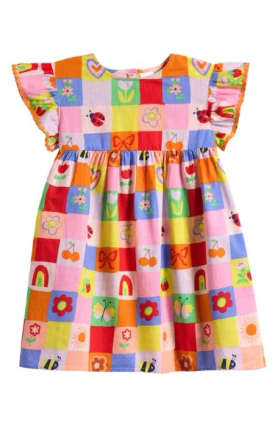Next Kids' Rainbow Check Frill Dress In Multi