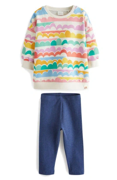 Next Kids' Rainbow Cloud Print Sweater & Leggings Set In Purple Multi