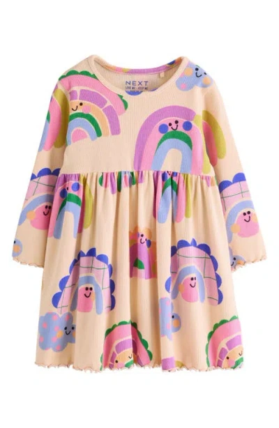 Next Kids' Rainbow Long Sleeve Rib Dress In Multi
