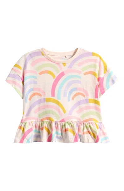 Next Babies'  Kids' Rainbow Print Cotton Peplum T-shirt In Multi