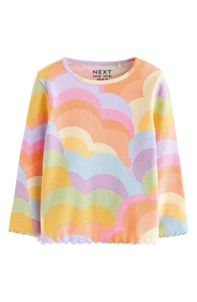 Next Kids' Rainbow Stretch Cotton Rib Top In Pink