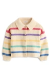 Next Kids' Rainbow Stripe Cotton Collared Cardigan In Multi