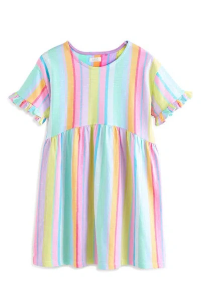 Next Kids' Rainbow Stripe Dress In Blue