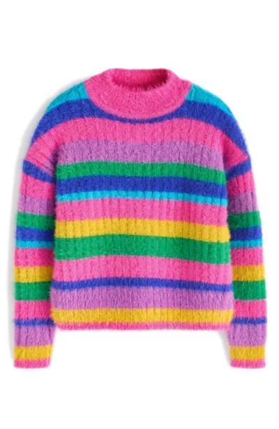 Next Kids' Rainbow Stripe Mock Neck Sweater In Pink